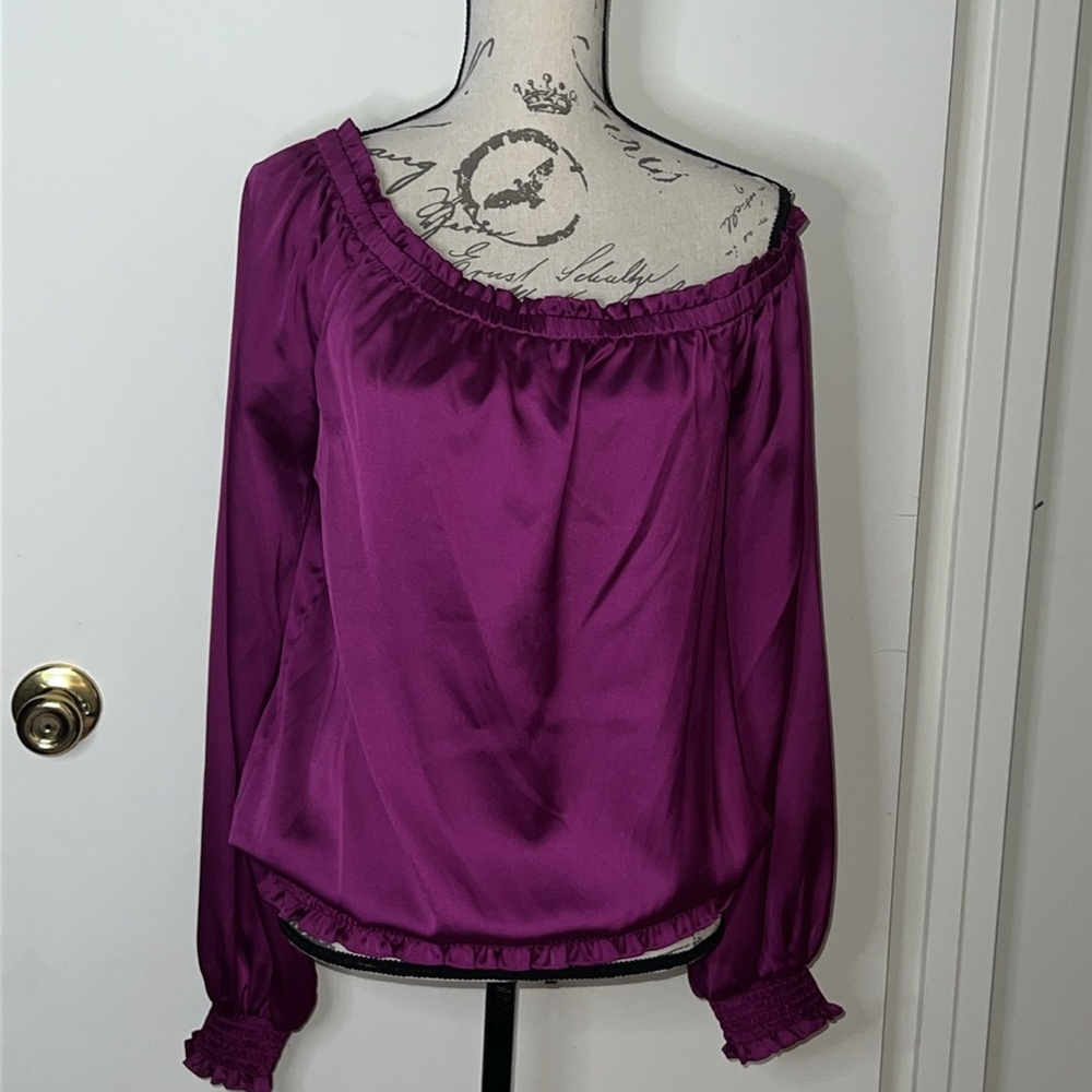 RANY BROOK | ONE SHOULDER LING SLEEVE BLOUSE Sz L
